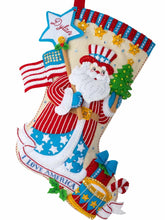 Load image into Gallery viewer, DIY Bucilla Stars and Stripes Santa Patriotic Christmas Felt Stocking Kit 89472E