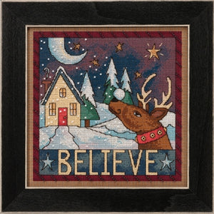 DIY Mill Hill Believe Deer Christmas Counted Cross Stitch Kit