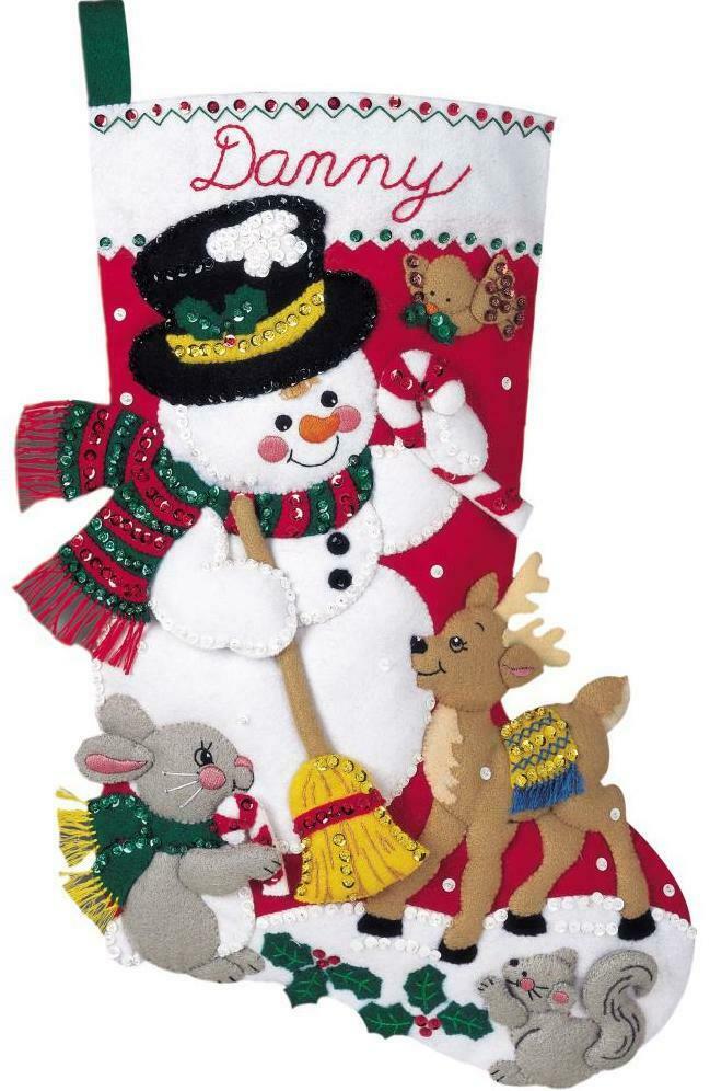DIY Bucilla Snowman & Friends Deer Woodland Christmas Felt Stocking Kit 84951