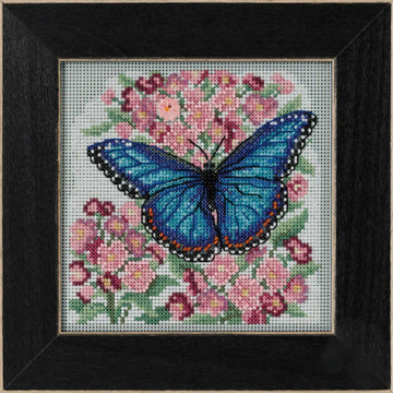 DIY Mill Hill Blue Morpho Butterfly Spring Bead Counted Cross Stitch Picture Kit