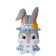 Easter Bunny head with blue hat and collar.