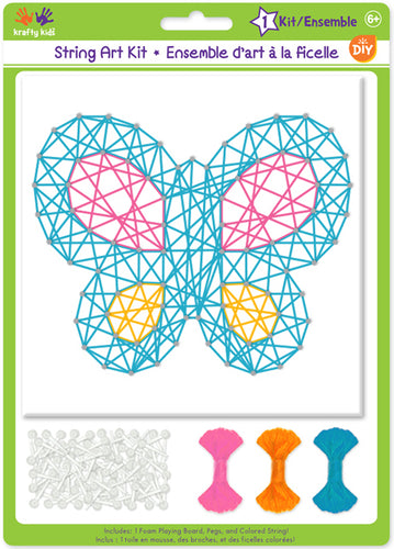 Krafty Kids String Art Kit. Design features a Butterfly.