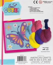 Load image into Gallery viewer, DIY Sew Cute Butterfly Kids Beginner Starter Needlepoint Kit with Frame 6&quot;x6&quot;