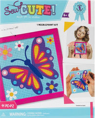 Sew cute needlepoint kit for kids. Design features a butterfly.