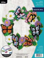 Bucilla Felt Wreath Kit. Design features butterflies and flowers.