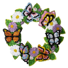 Load image into Gallery viewer, Bucilla Felt Wreath Kit. Design features butterflies and flowers.