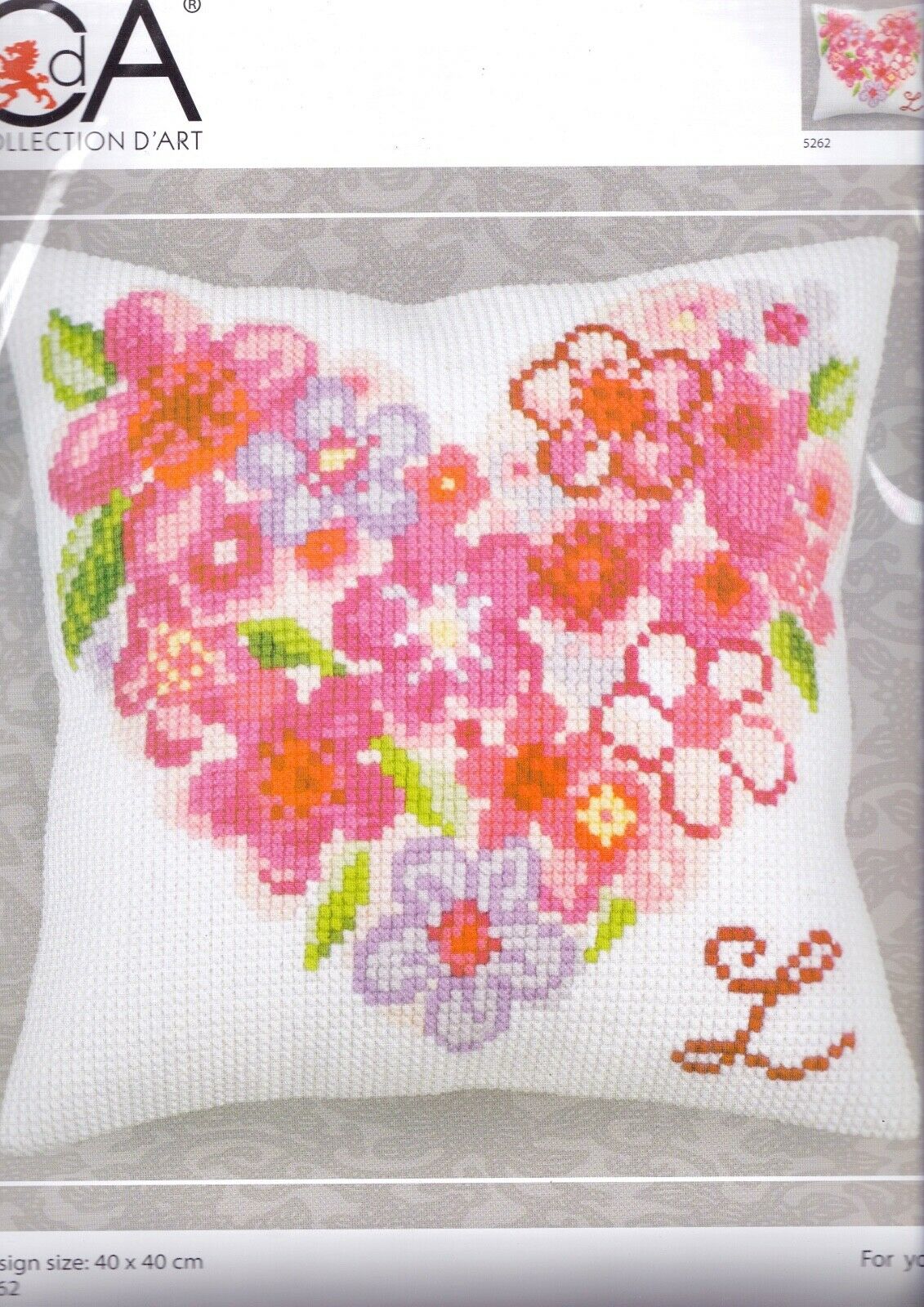 DIY Collection D'Art For You Heart Flowers Needlepoint 16