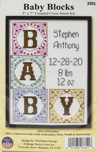 Load image into Gallery viewer, DIY Design Works Baby Blocks Birth Record Gift Counted Cross Stitch Kit 3351