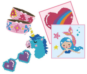 DIY Diamond Dotzies Pink Bracelet Sticker Picture Facet Art Kids Craft Combo Kit
