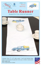 Load image into Gallery viewer, DIY Jack Dempsey Flower Delivery Truck Stamped Embroidery Table Runner Scarf Kit
