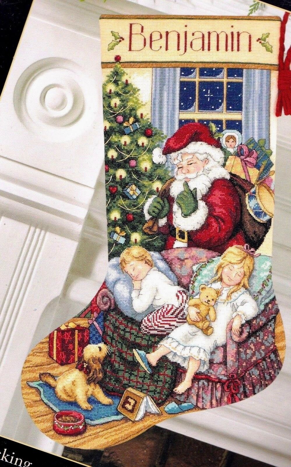DIY Dimension Sweet Dreams Santa Counted Cross Stitch Stocking Kit 8740