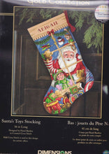 Load image into Gallery viewer, DIY Dimensions Santas Toys Shop Christmas Counted Cross Stitch Stocking Kit 8818
