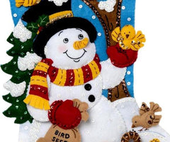 DIY Bucilla Feeding the Birds Snowman Christmas Felt Stocking Kit 89233E