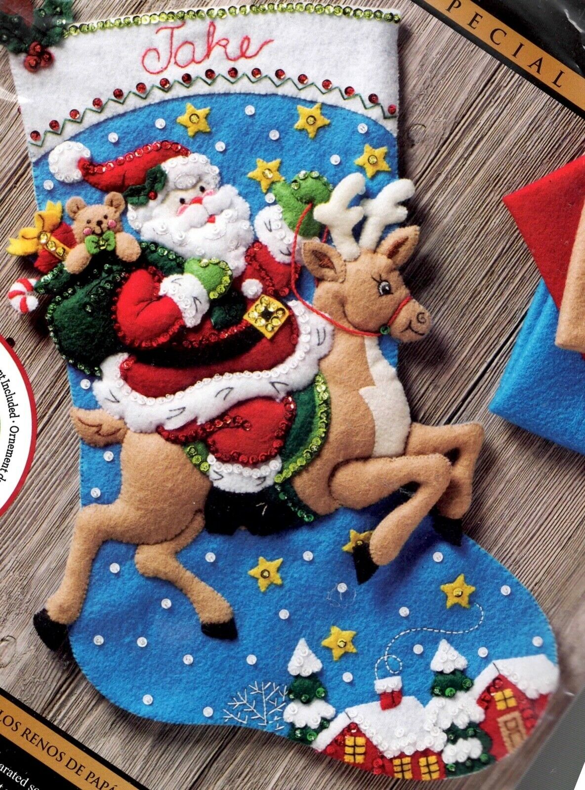 DIY Bucilla Reindeer Santa Christmas Delivery Holiday Felt Stocking Kit 86816