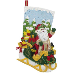 DIY Bucilla Santas Grand Sleigh Christmas Eve Holiday Felt Stocking Kit 86842E