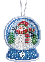 Load image into Gallery viewer, DIY Mill Hill Snowman Snow Globe Christmas Glass Bead Cross Stitch Ornament Kit