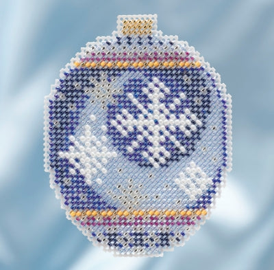 DIY Mill Hill Midnight Snowfall Snowflake Bulb Bead Cross Stitch Ornament Kit