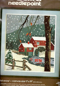 DIY Bucilla First Snow Country Water Mill Scene Needlepoint Picture Kit 17"x19"
