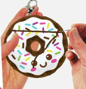 DIY Sew Cute Donut Sprinkles Kids Beginner Starter Felt Backpack Clip Kit Craft