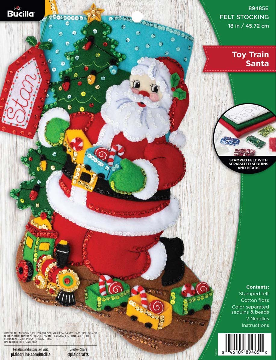 Bucilla Felt Stocking Applique Kit 18 Long Toy Train Santa