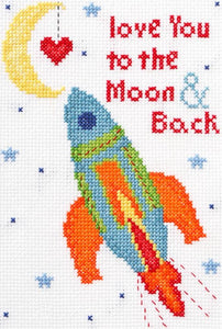 DIY Bucilla Love You to the Moon Space Kids Beginner Counted Cross Stitch Kit