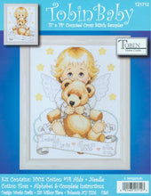 Load image into Gallery viewer, DIY Tobin Angel with Bear Baby Birth Record Gift Counted Cross Stitch Kit 21712