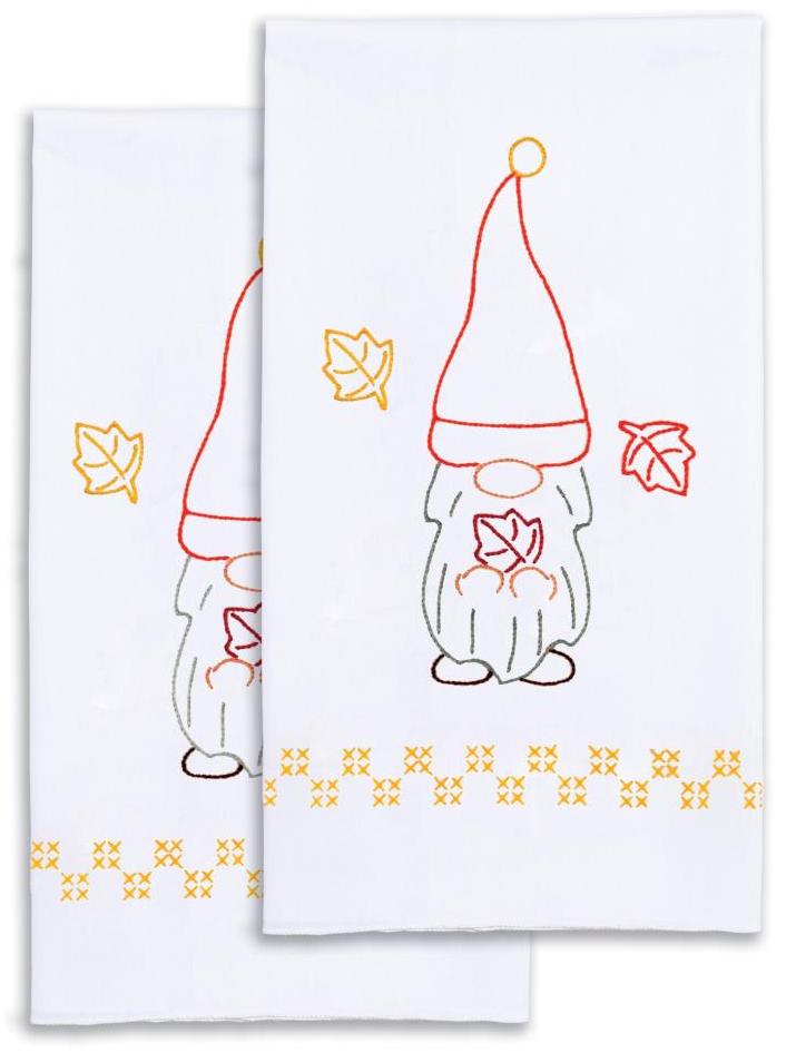 DIY Jack Dempsey Thanksgiving Gnome Stamped Embroidery Hand Towel Kit 320616