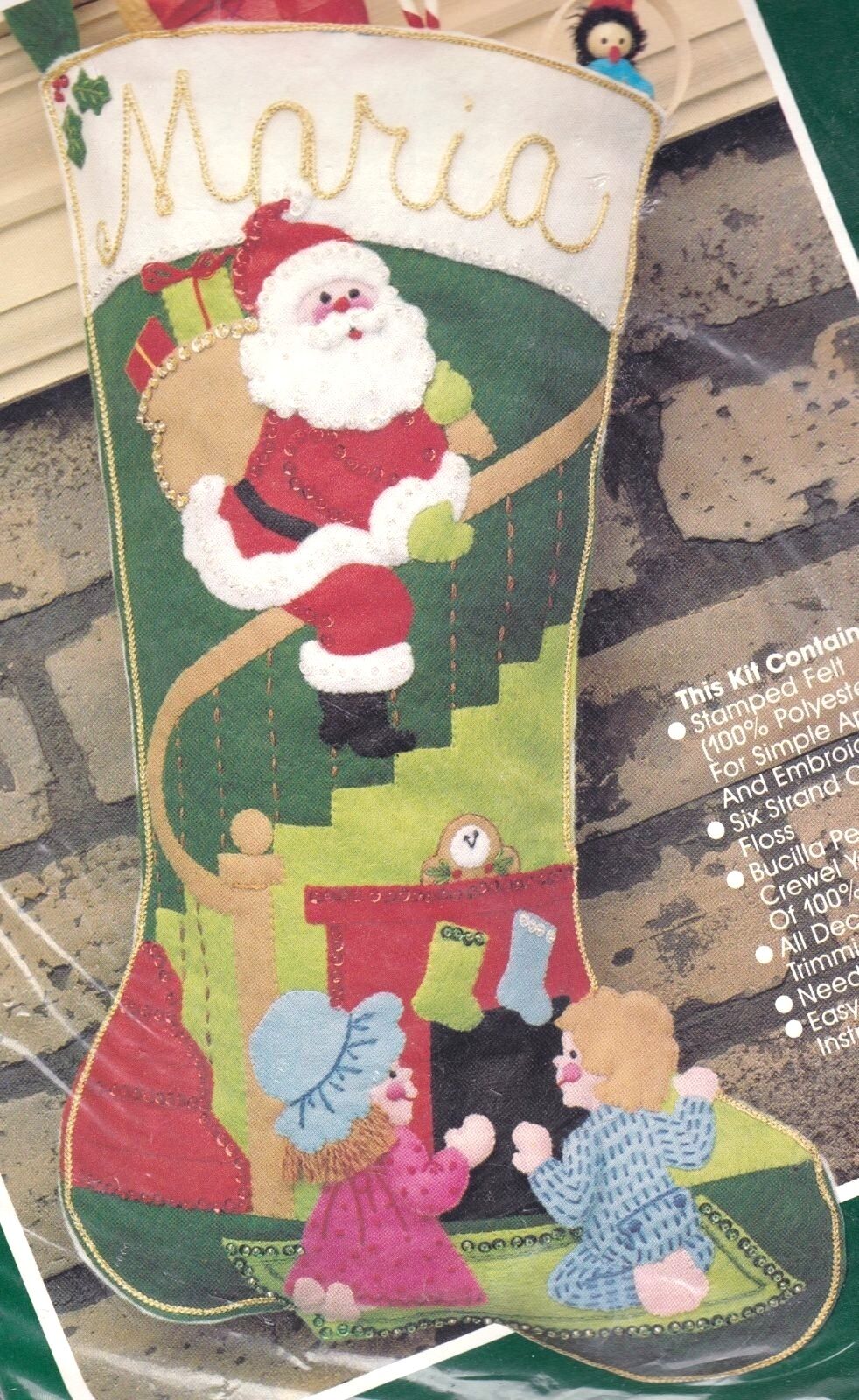 DIY Bucilla Jeweled Heres Santa Kids Christmas Eve Felt Stocking Kit 82054