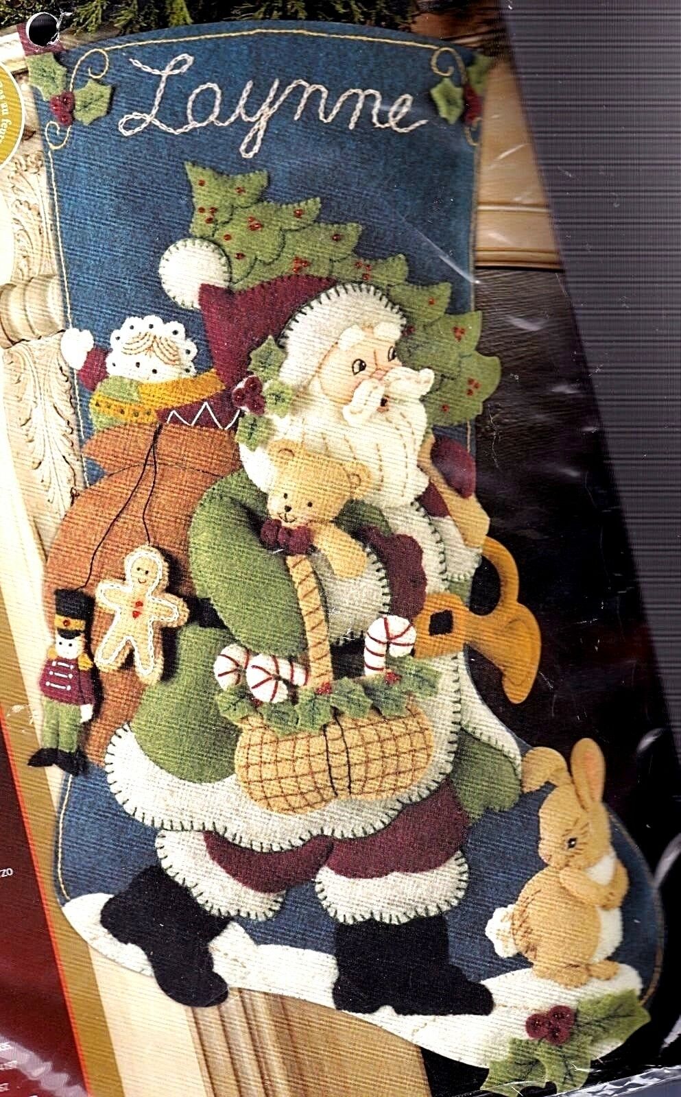 DIY Bucilla Woodland Santa Gifts Teddy Bear Christmas Felt Stocking Kit 85179