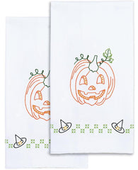 DIY Jack Dempsey Halloween Pumpkin Fall Stamped Cross Stitch Hand Towel Kit