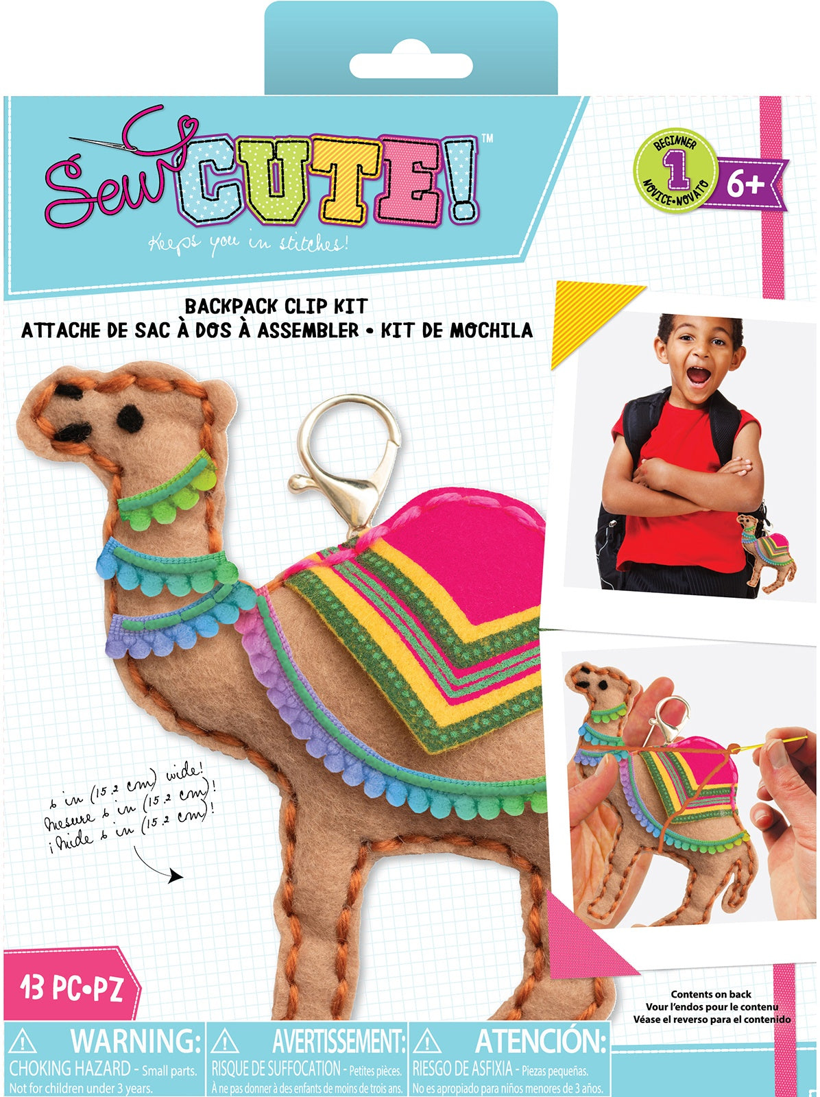 Sew cute felt kit for kids. Design features a camel.