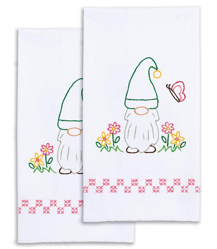 DIY Jack Dempsey Gnome Spring Flowers Stamped Embroidery Hand Towel Kit 320118