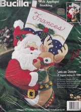Load image into Gallery viewer, DIY Bucilla Santa and &amp; Rudolph Deer Christmas Holiday Felt Stocking Kit 83388