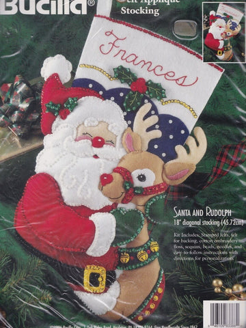 DIY Bucilla Santa and & Rudolph Deer Christmas Holiday Felt Stocking Kit 83388