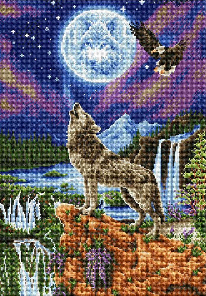 Crystal Art Howling Wolves Diamond Painting