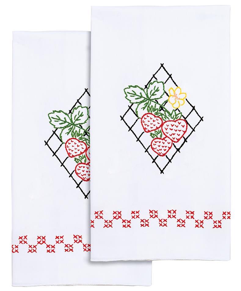 DIY Jack Dempsey Strawberries Fruit Stamped Embroidery Guest Hand Towel Kit