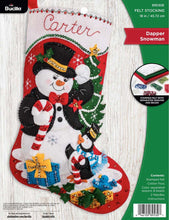 Load image into Gallery viewer, DIY Bucilla Dapper Snowman Penguin Suit Tux Christmas Felt Stocking Kit 89530E