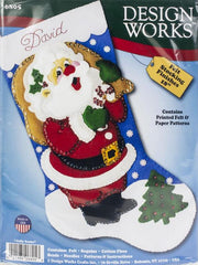 DIY Design Works Jolly Santa Holiday Christmas Delivery Felt Stocking Kit 6805