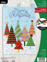 DIY Bucilla Modern Christmas Trees Holiday Wall Hanging Felt Craft Kit 89453E