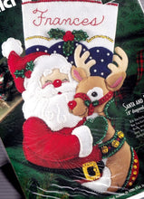Load image into Gallery viewer, DIY Bucilla Santa and &amp; Rudolph Deer Christmas Holiday Felt Stocking Kit 83388