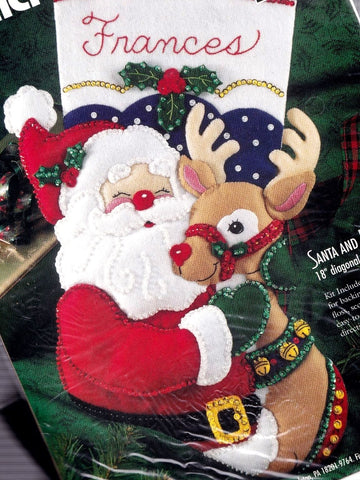 DIY Bucilla Santa and & Rudolph Deer Christmas Holiday Felt Stocking Kit 83388