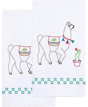 Load image into Gallery viewer, DIY Jack Dempsey Llamas Cactus Stamped Cross Stitch Guest Hand Towel Kit 320792