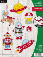 Load image into Gallery viewer, DIY Bucilla Rocket Ship Santa Robot Christmas Felt Tree Ornament Kit 89275E