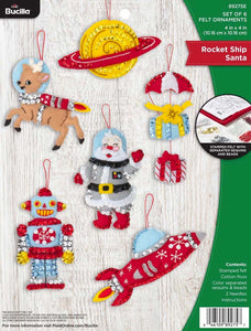 DIY Bucilla Rocket Ship Santa Robot Christmas Felt Tree Ornament Kit 89275E