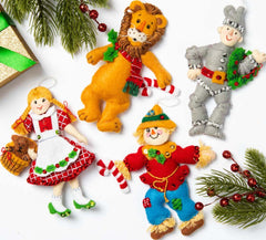 DIY Bucilla Christmas in Oz Lion Scarecrow Holiday Felt Tree Ornament Kit 89272E