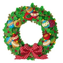 Load image into Gallery viewer, DIY Bucilla Ornament Decorated Jeweled Tree Christmas Felt Wreath Kit 89386E