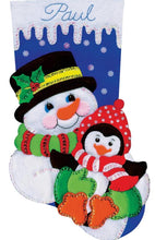 Load image into Gallery viewer, DIY Design Works Snowman &amp; Penguin Friends Christmas Felt Stocking Kit 5236