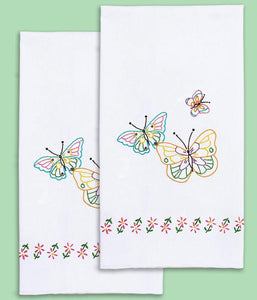 DIY Dempsey Fluttering Butterflies Stamped Cross Stitch Guest Hand Towel Kit
