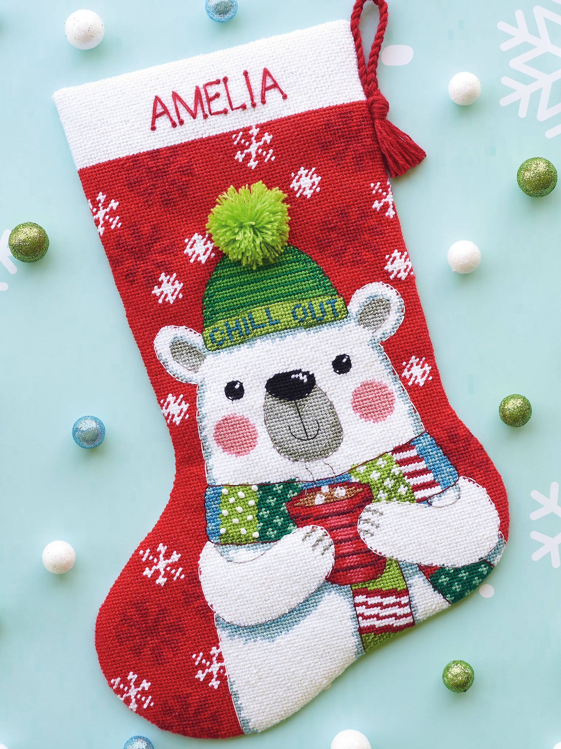 DIY Dimensions Chill Out Polar Bear Christmas Needlepoint Stocking Kit 09162