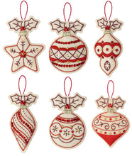 Load image into Gallery viewer, DIY Bucilla Classic Christmas Elegant Red White Holiday Felt Ornament Kit 89508E